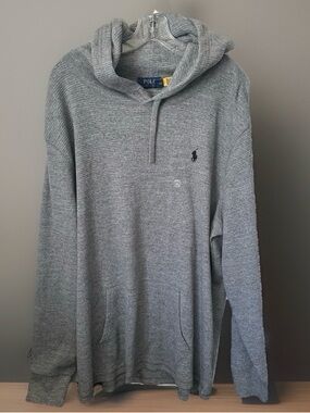 Polo Ralph Lauren Classic Waffle Knit Mens Pullover Hoodie|Heather Grey NWT~XXL